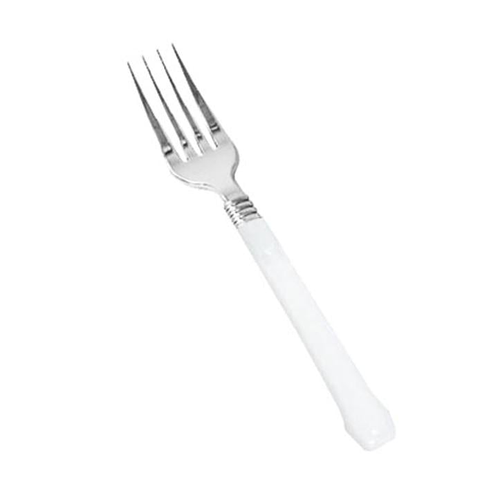 Reflections Silver & White Plastic Forks - 20 Ct.