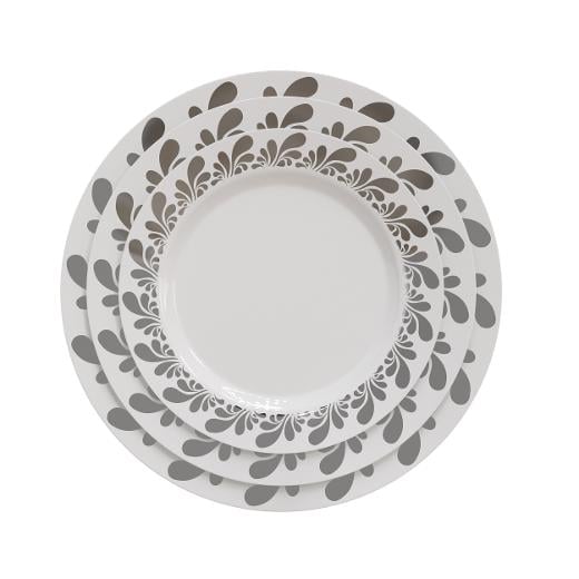 Main image of White/Silver Splash Design Plates