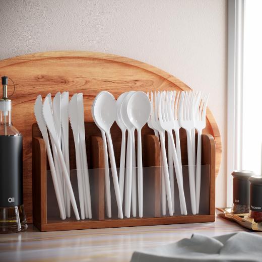 Alternate image of 360 Pack - Trendables Gloss Cutlery Combo White - 120 Forks, 120 Spoons, 120 Knives