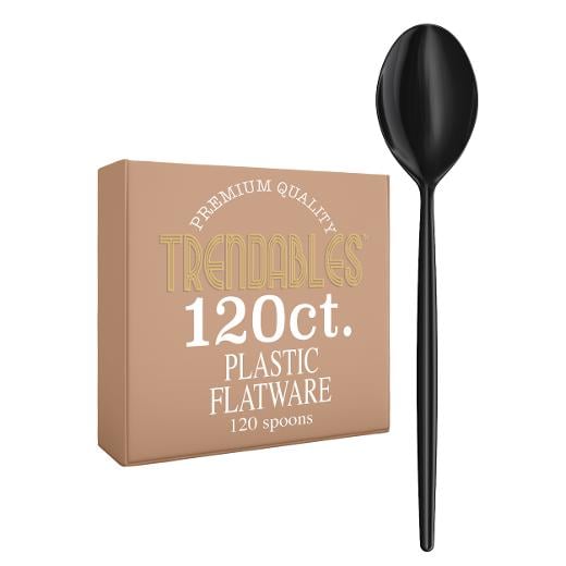Main image of Trendables Gloss Black Plastic Spoons - 120 Ct.