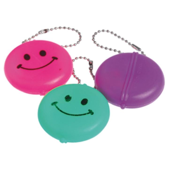 Smile Round Face Purse Keychains - 12 Ct.