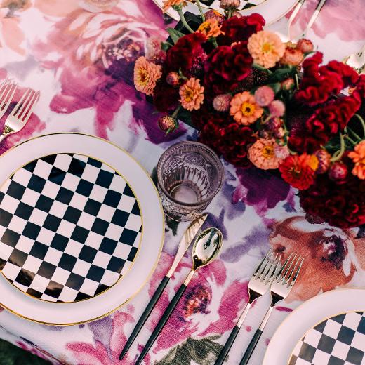 Main image of Disposable White Classic and Checkerboard Dinnerware Set