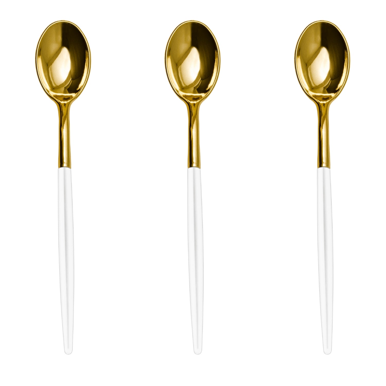 20 Ct. Elegant Ivory/Gold Plastic Spoons | Factory Direct Party