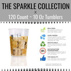 10 Oz. Silver Sparkle Plastic Tumblers | 20 Count