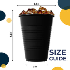 12 Oz. Black Plastic Cups | 50 Count