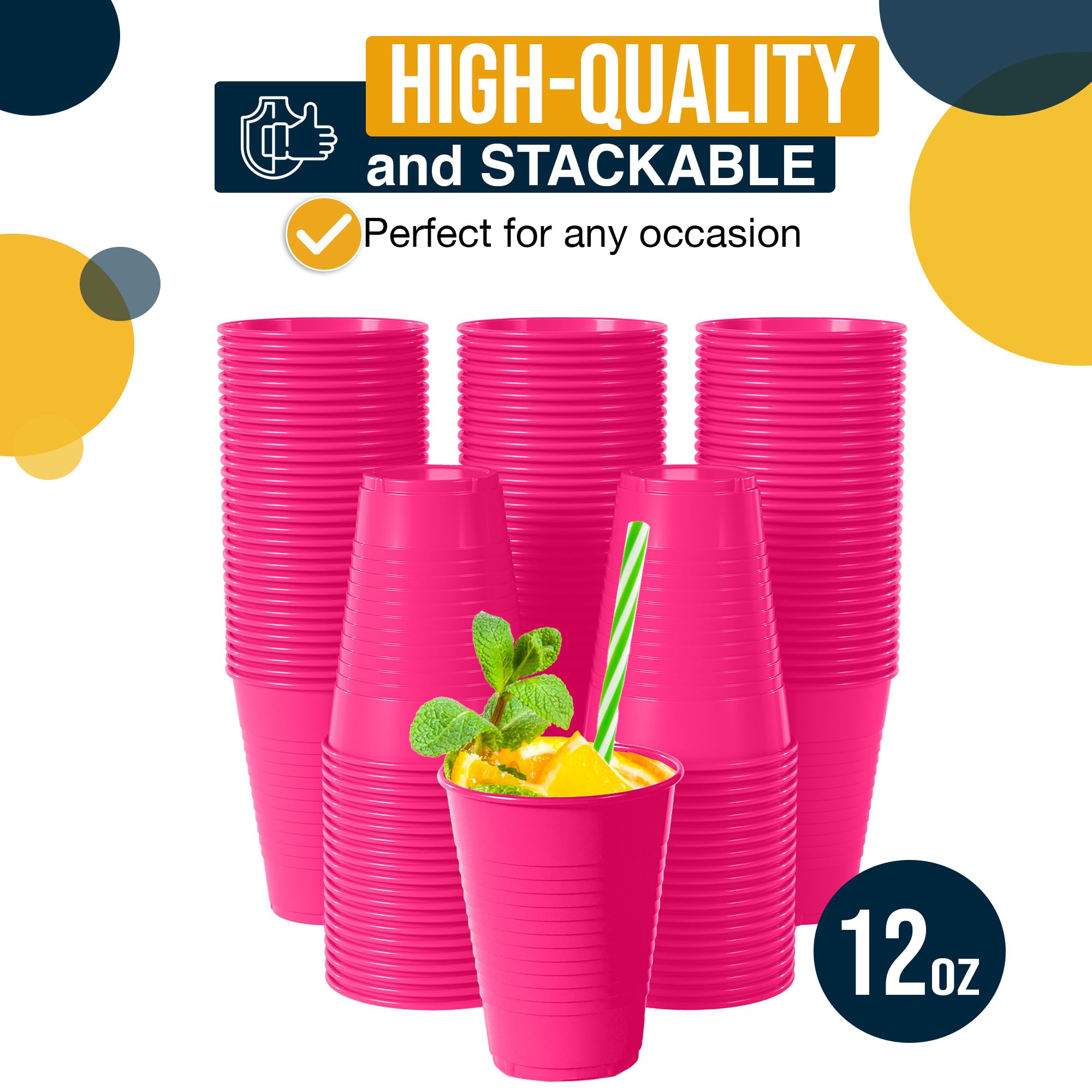 12 Oz. Cerise Plastic Cups | 50 Count