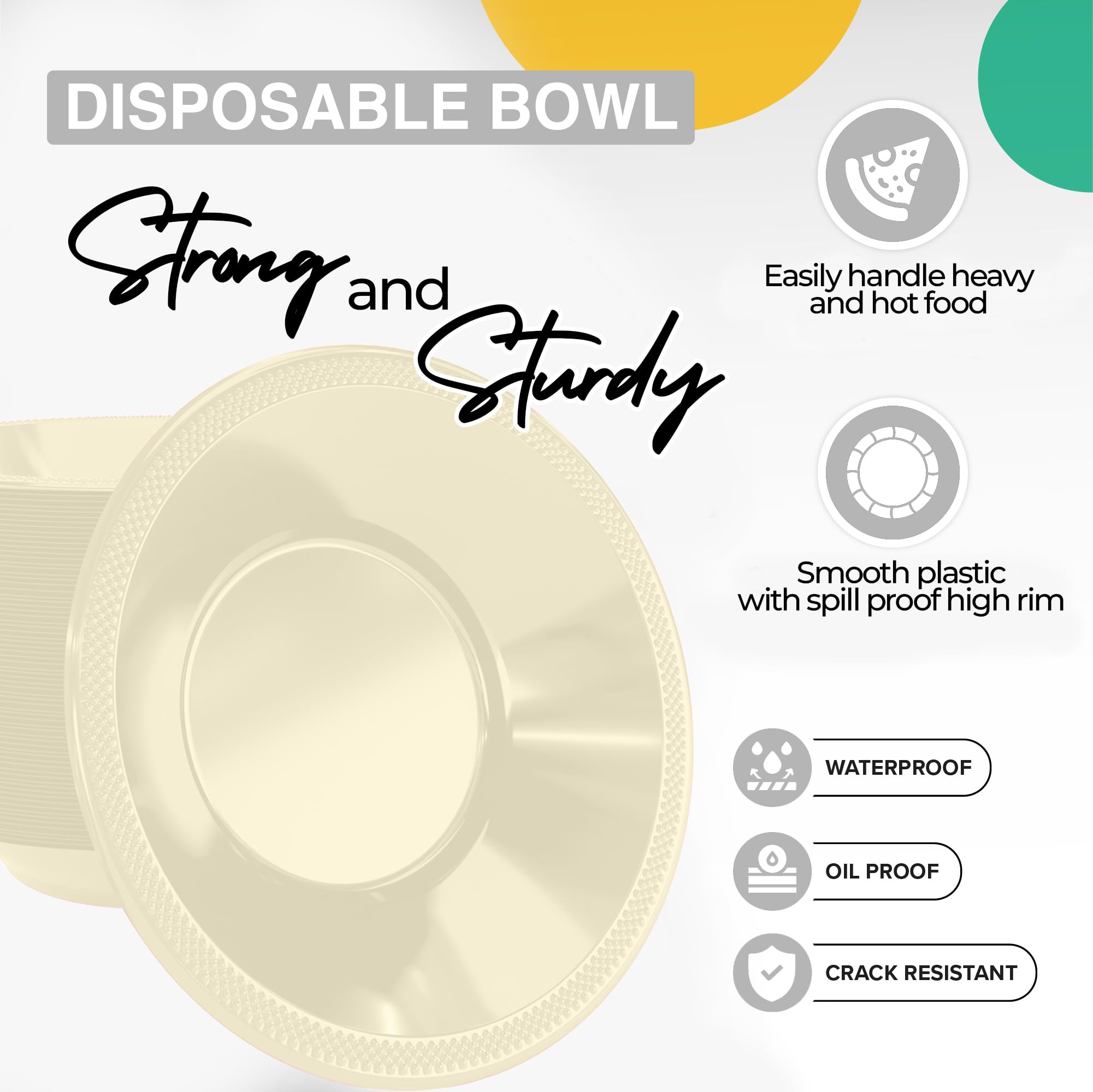 12 Oz. Ivory Plastic Bowls | 50 Count