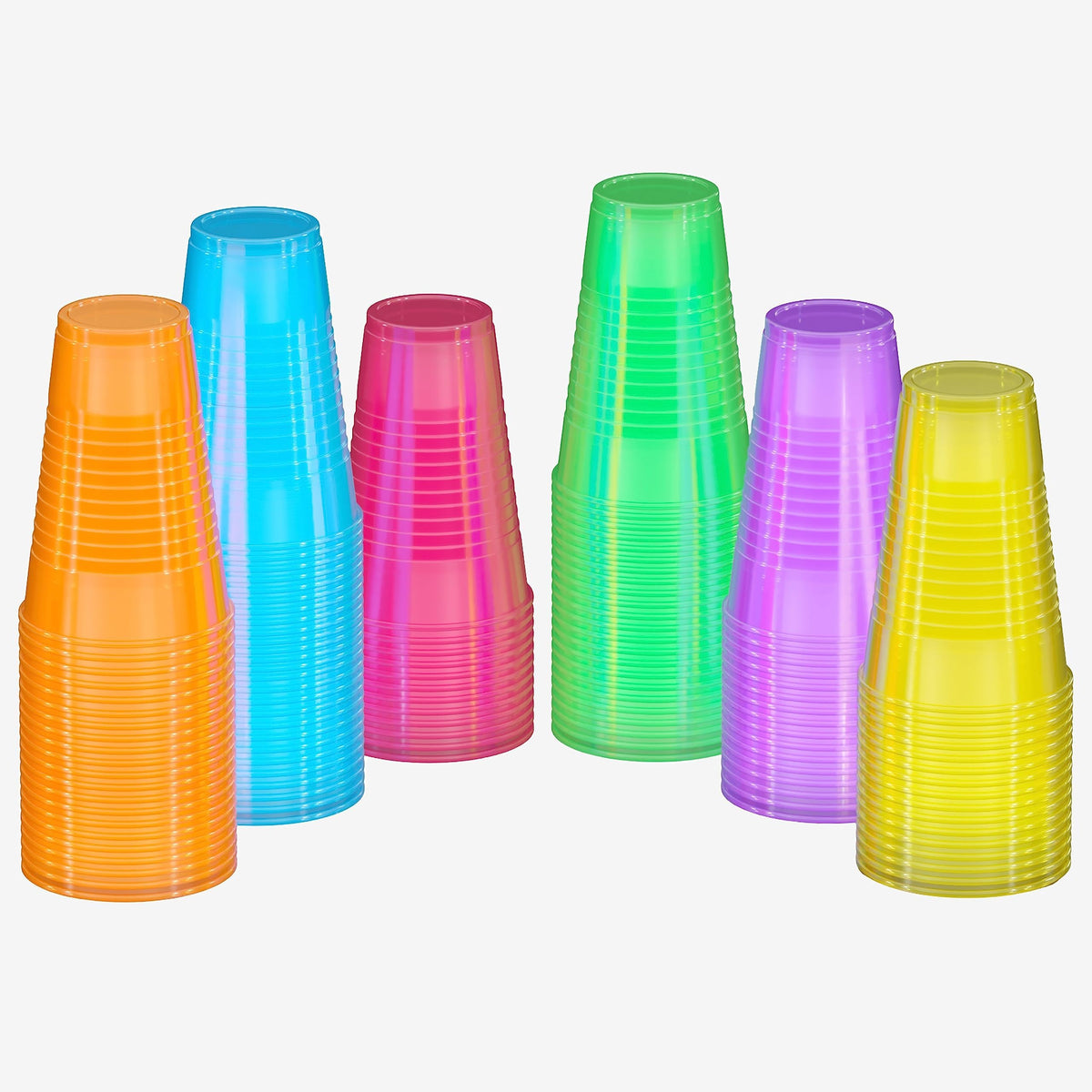 16 Oz. Neon Assorted Color Plastic Cups | 120 Count