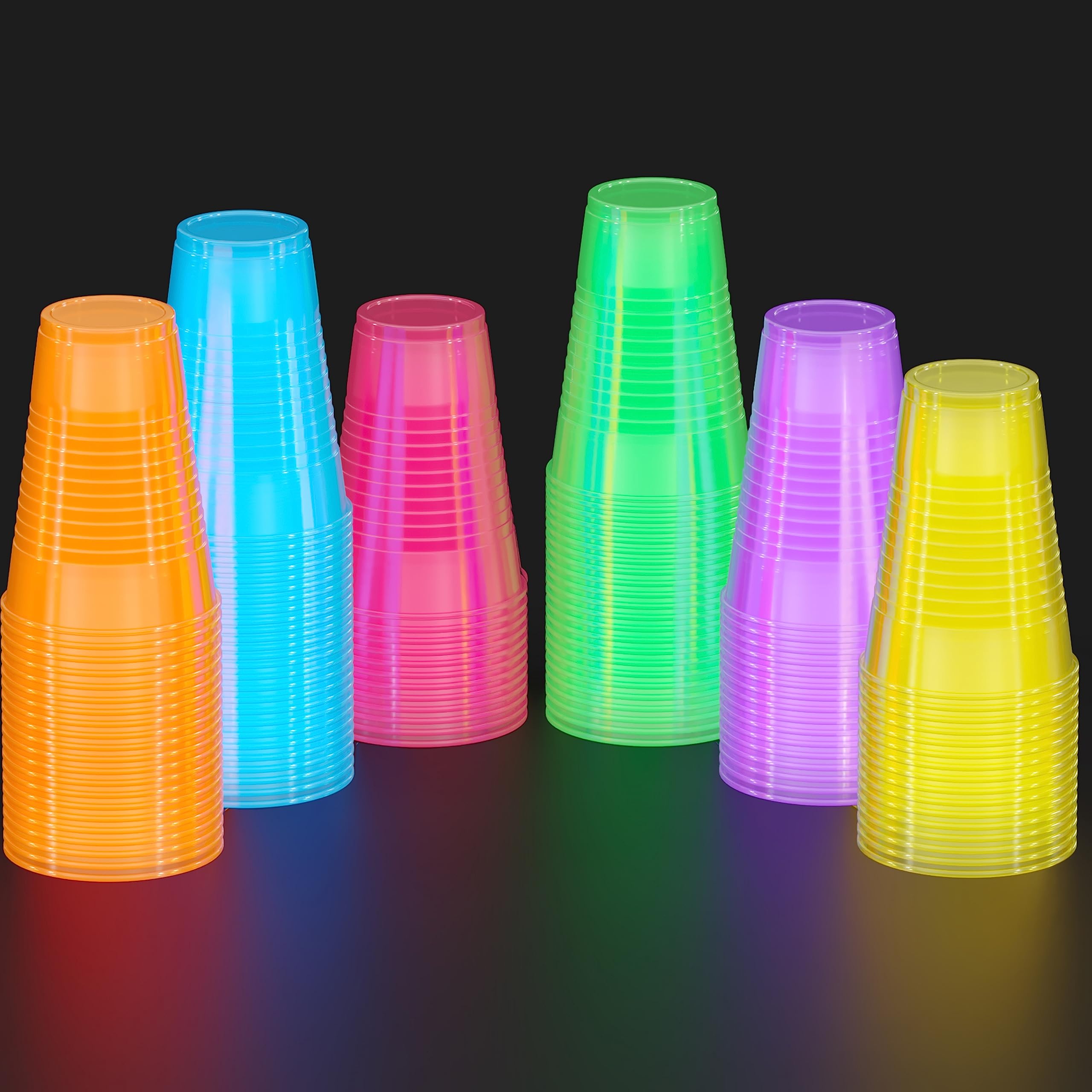 16 Oz. Neon Assorted Color Plastic Cups | 240 Count