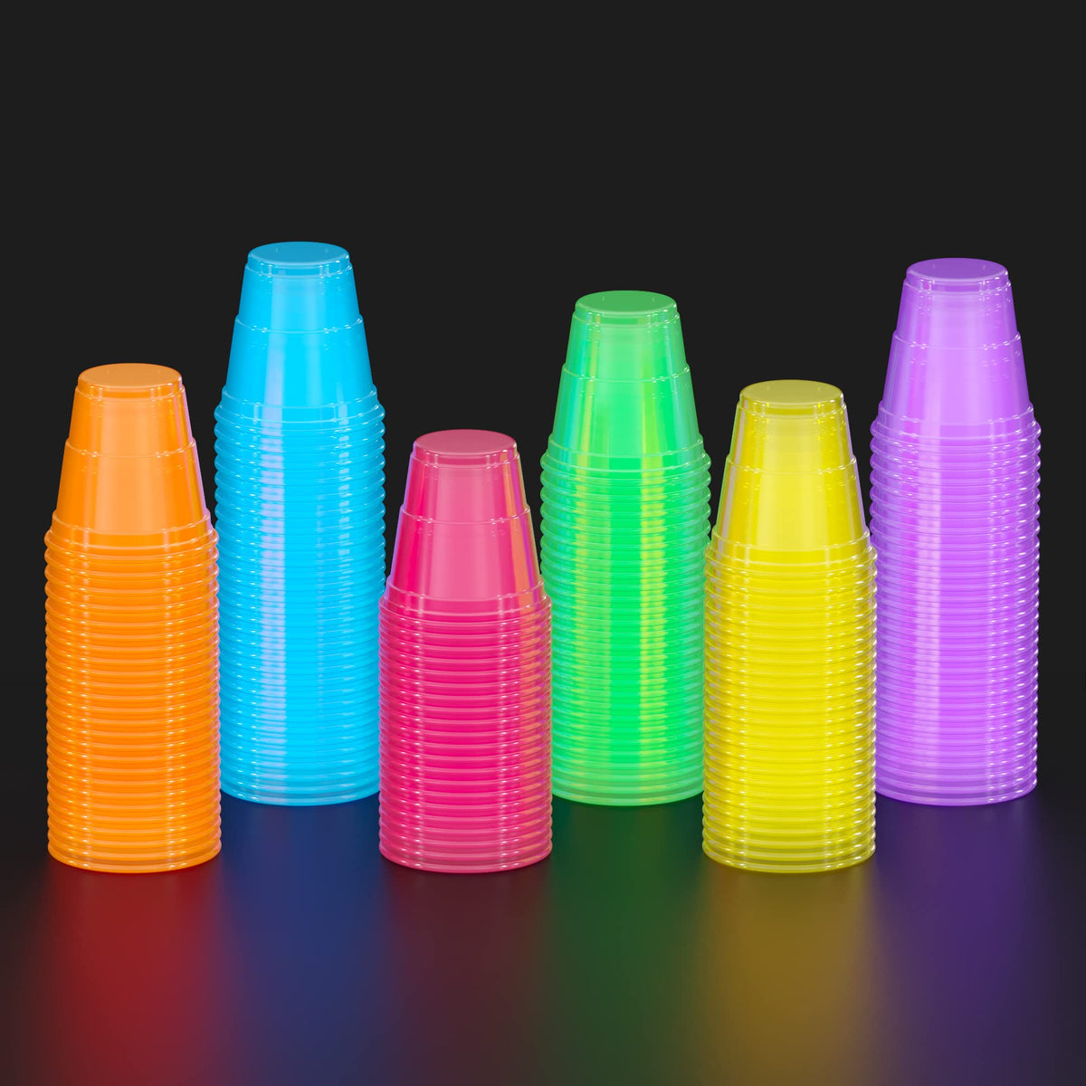 2 Oz. Neon Assorted Color Plastic Cups | 120 Count