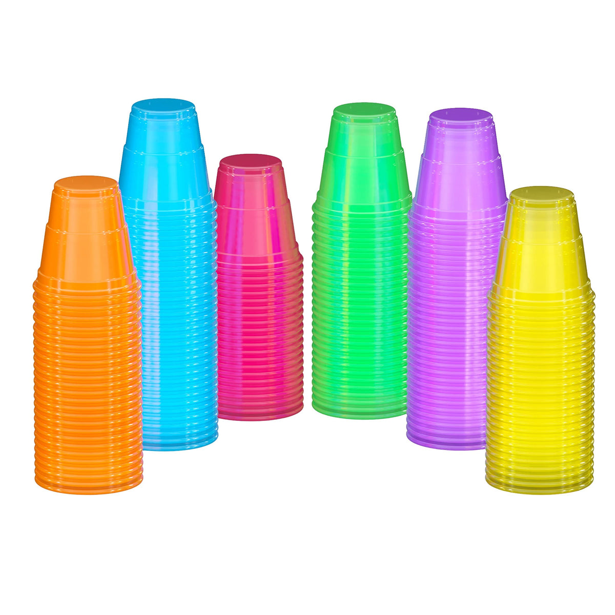 2 Oz. Neon Assorted Color Plastic Cups | 240 Count