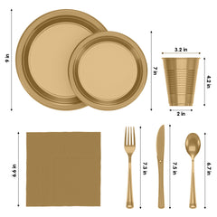 350 Pcs Gold Plastic Disposable Tableware Set