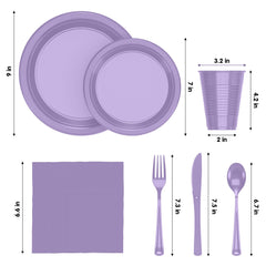 350 Pcs Lavender Plastic Disposable Tableware Set