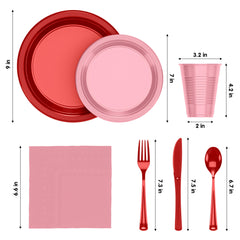 350 Pcs Valentines Day Plastic Disposable Tableware Set