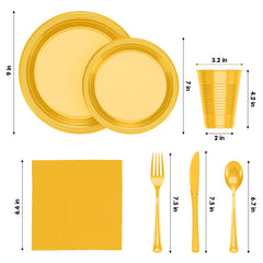 350 Pcs Yellow Disposable Tableware Set