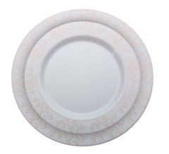 White/Rose Gold Leaf Design Dinnerware Set