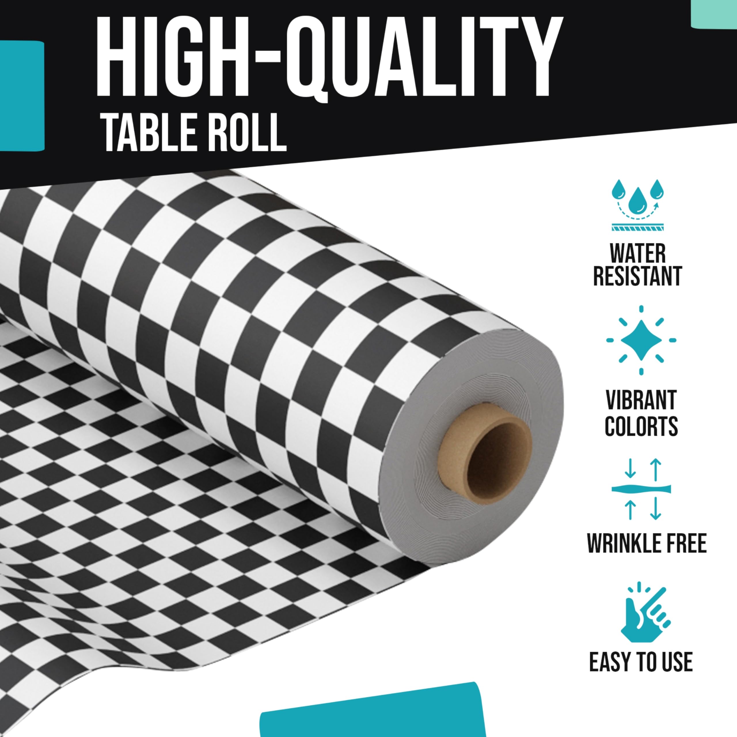 40 In. x 300 Ft. Black/White Checkered Table Roll