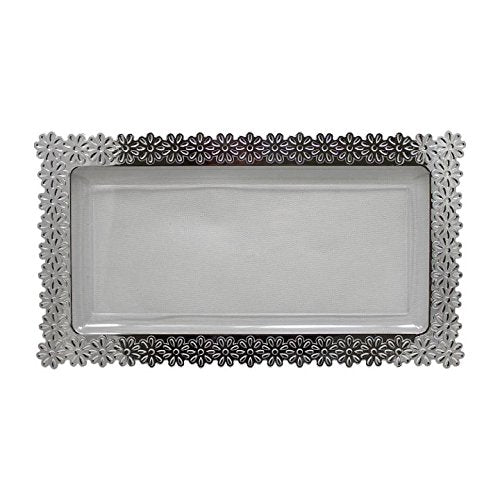 6 In. X 14 In. Silver Edged Flower Tray | 2 Count
