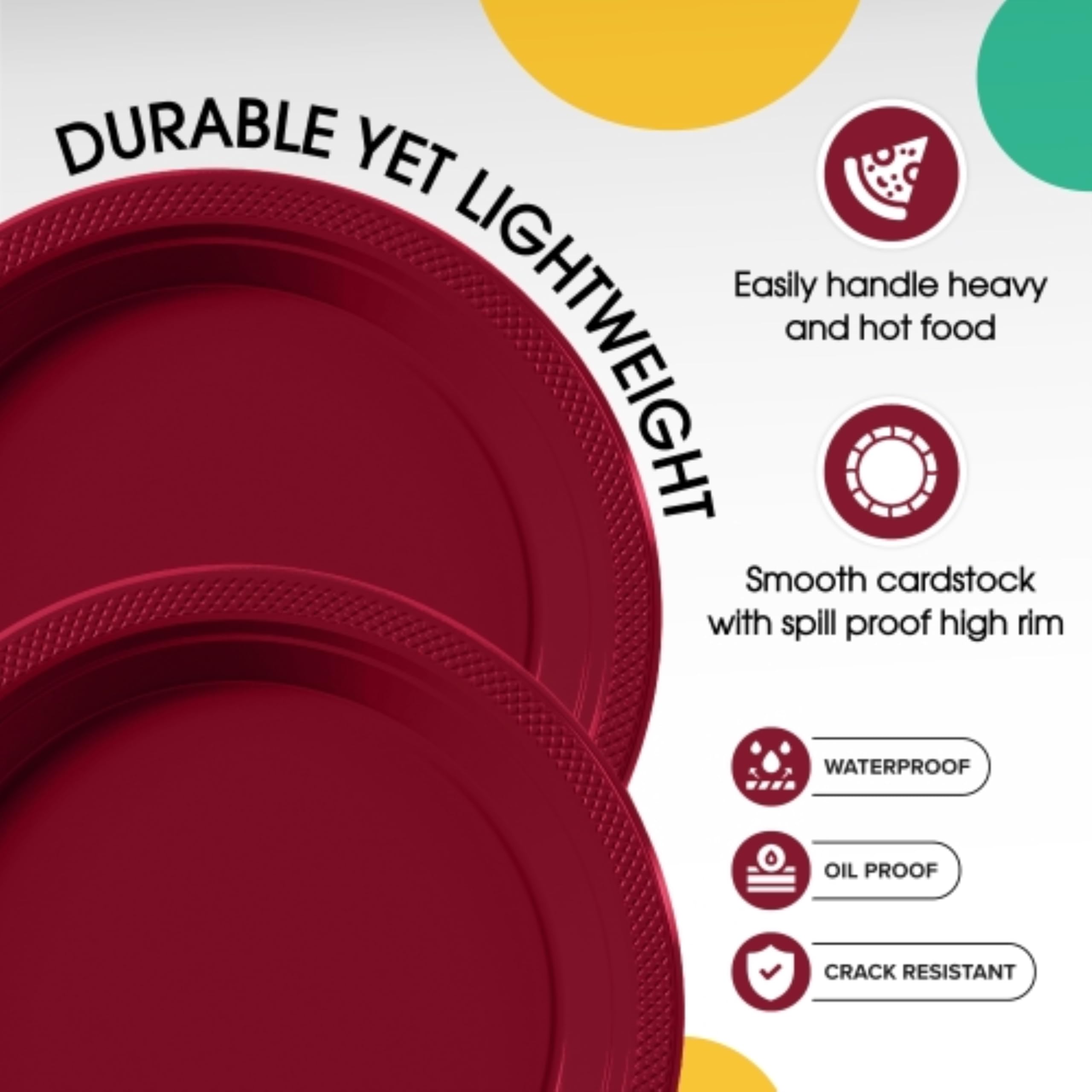 7 in. Burgundy Plastic Plates 50 Ct.
