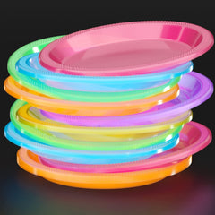 7 In. Neon Assorted Color Plastic Plates | 120 Count