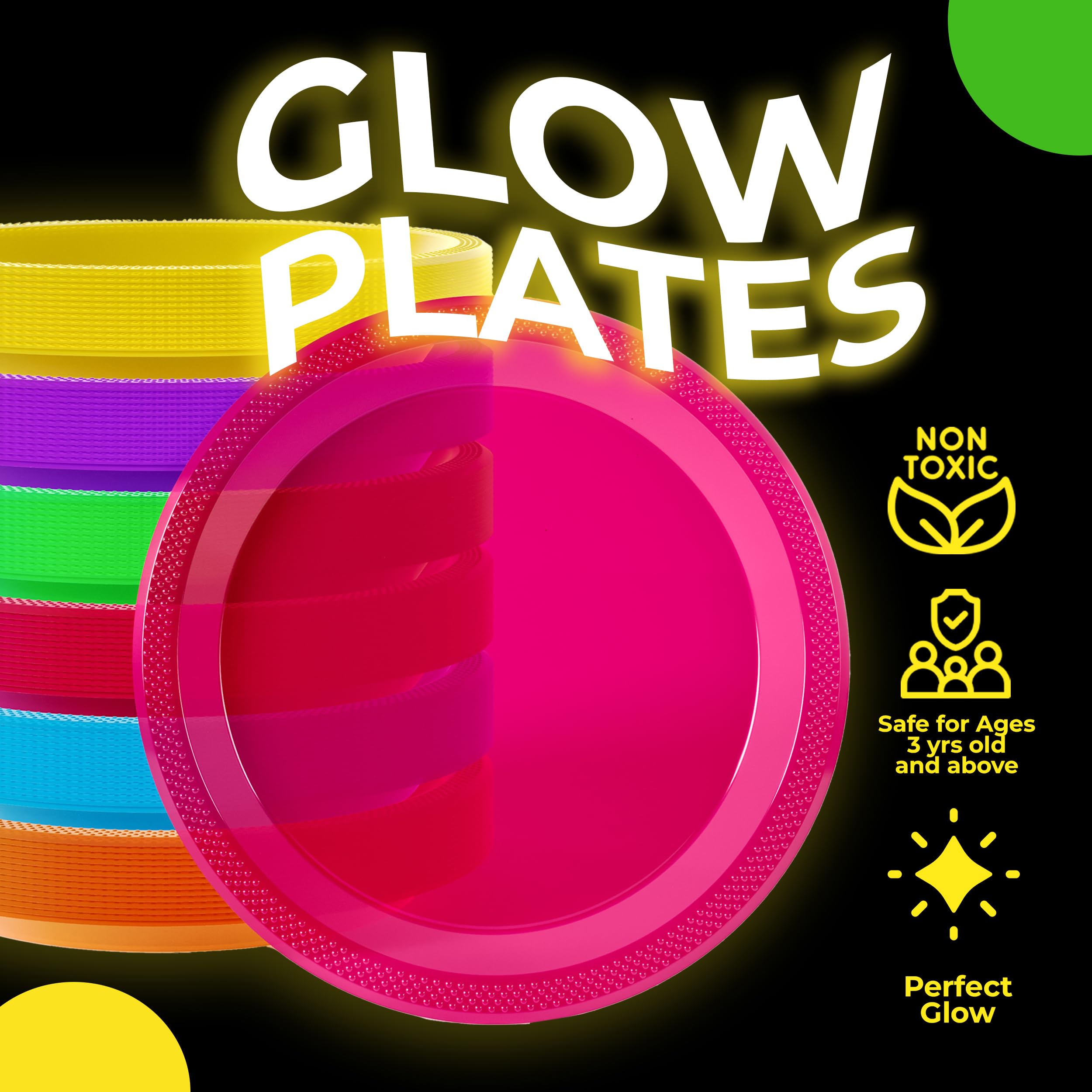 9 In. Neon Assorted Color Plastic Plates | 120 Count