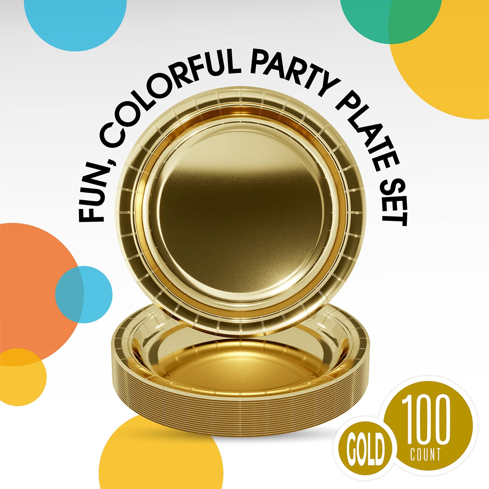 Reflective Gold Paper Eco-Friendly Paper Plates | Sustainable Party Supplies