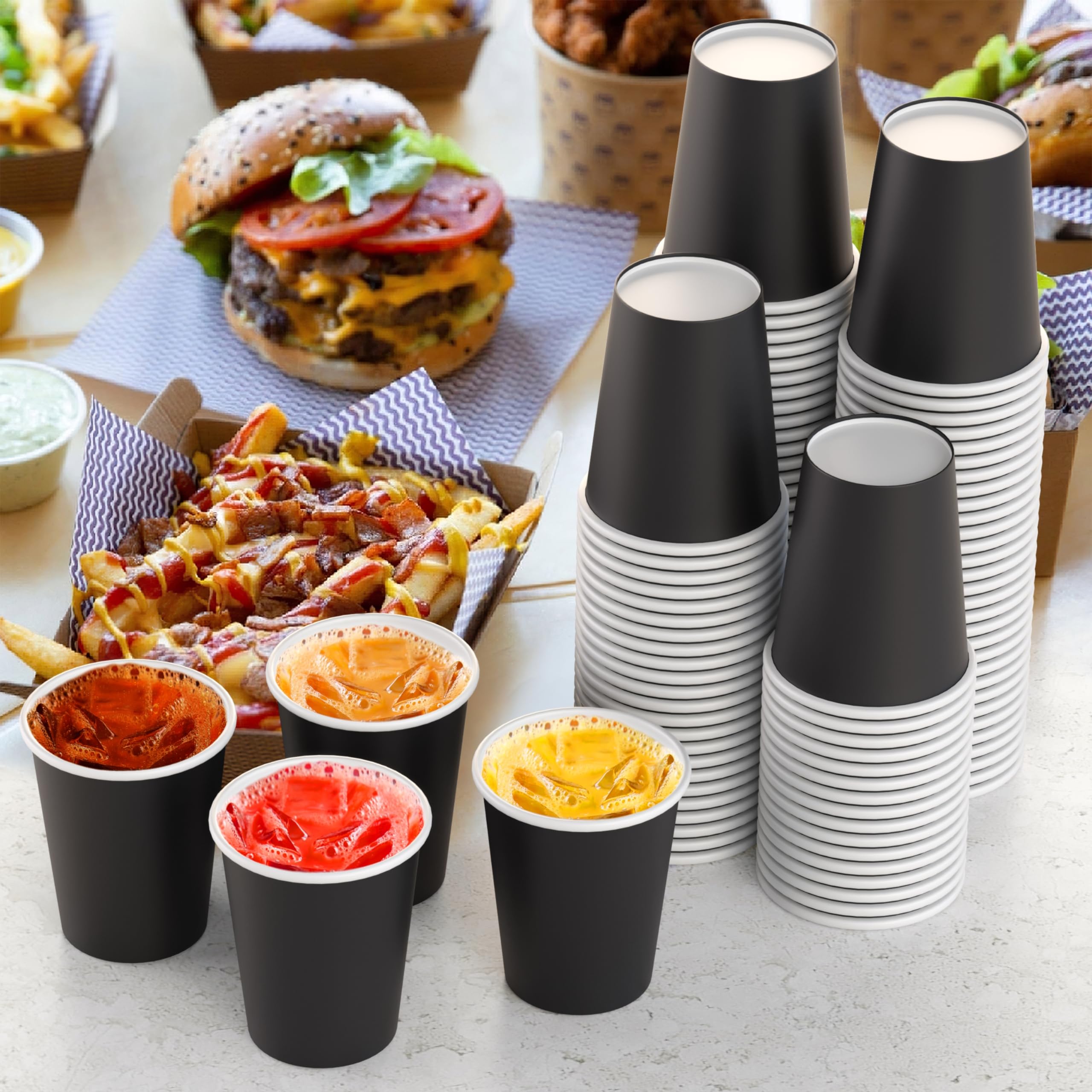 Bulk black paper cups 100 ct.