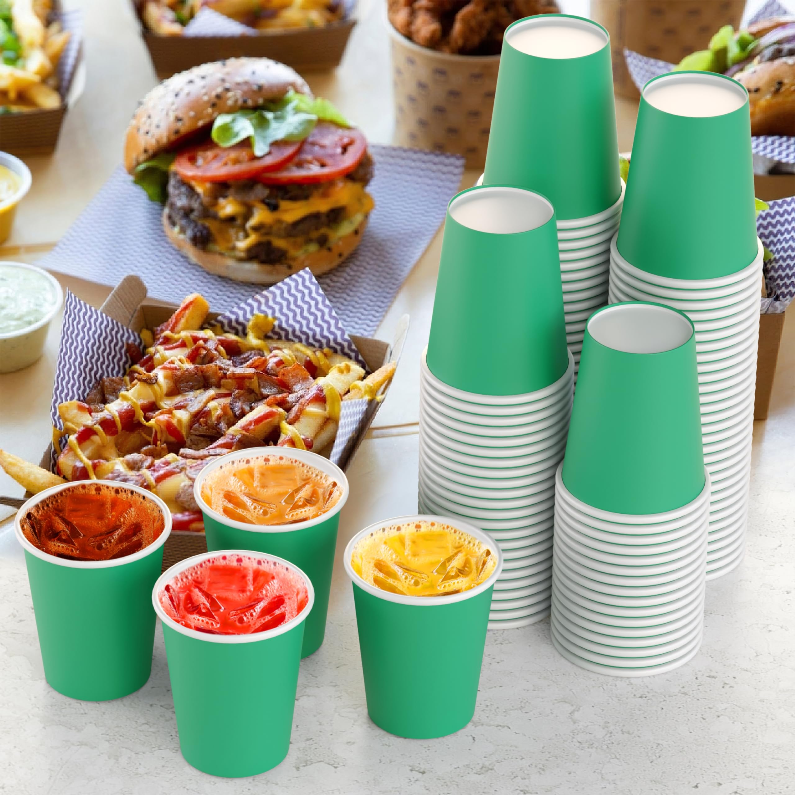 Bulk emerald green paper cups 100 ct.