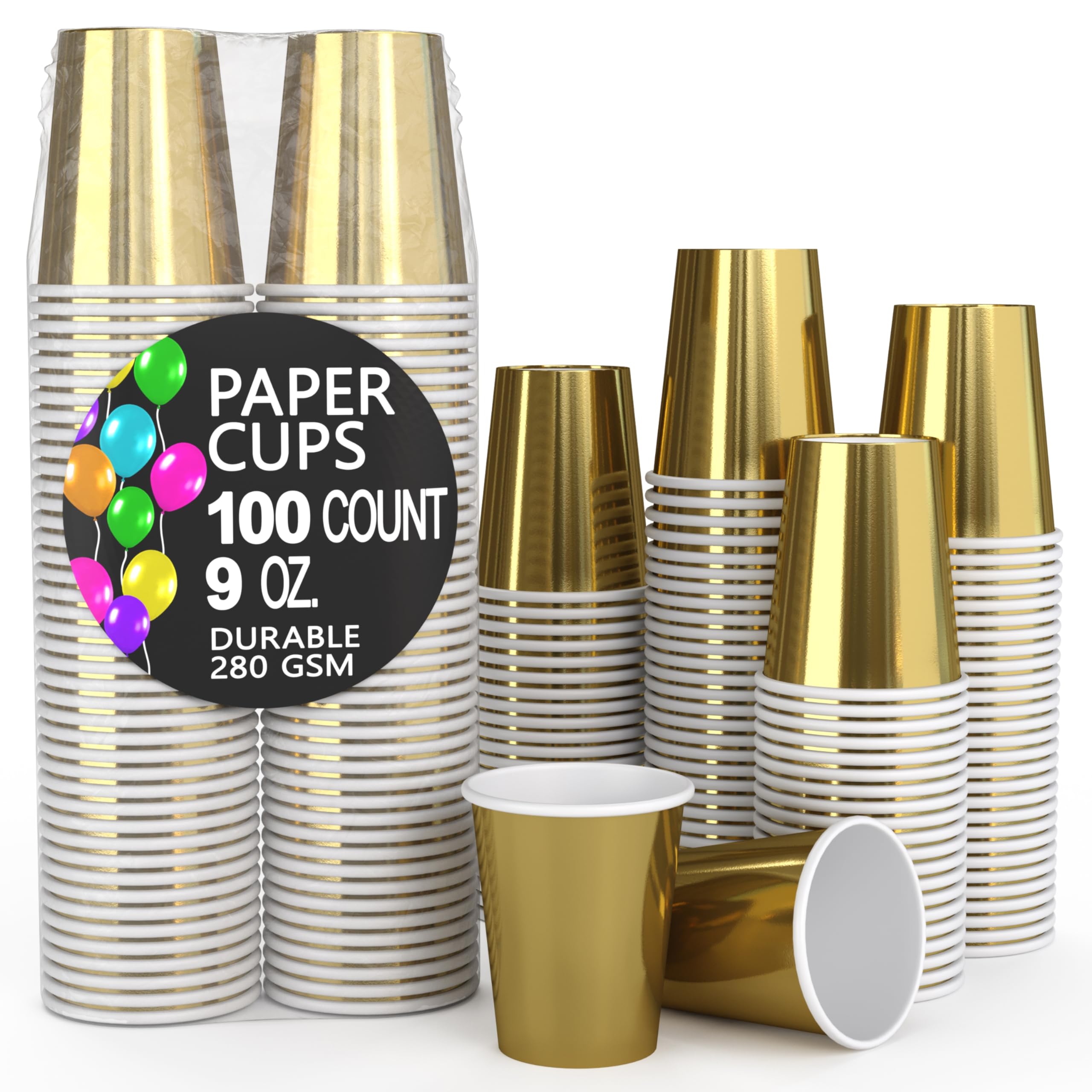 Bulk metallic gold paper cups 100 ct.