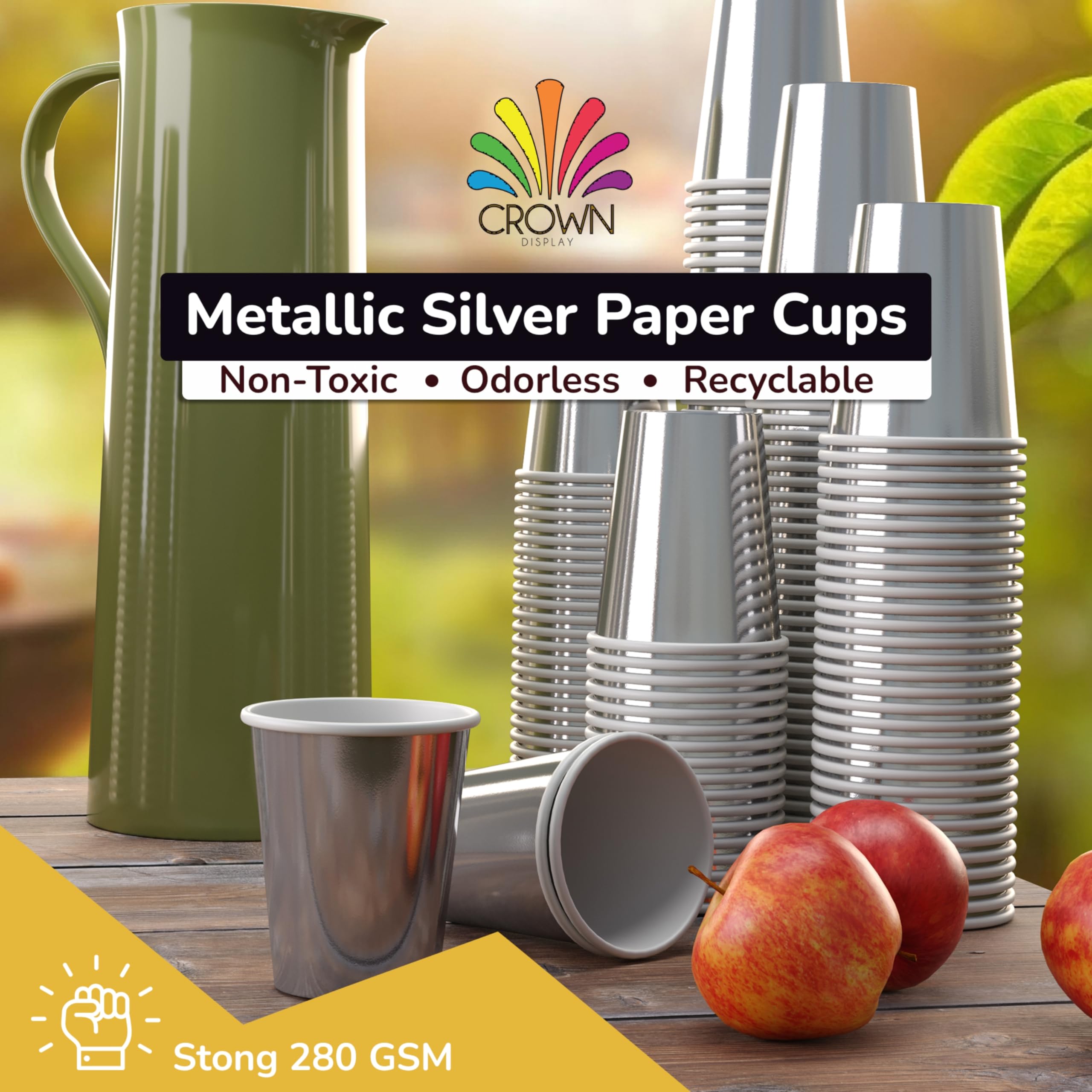 Bulk metallic silver paper cups 100 ct.