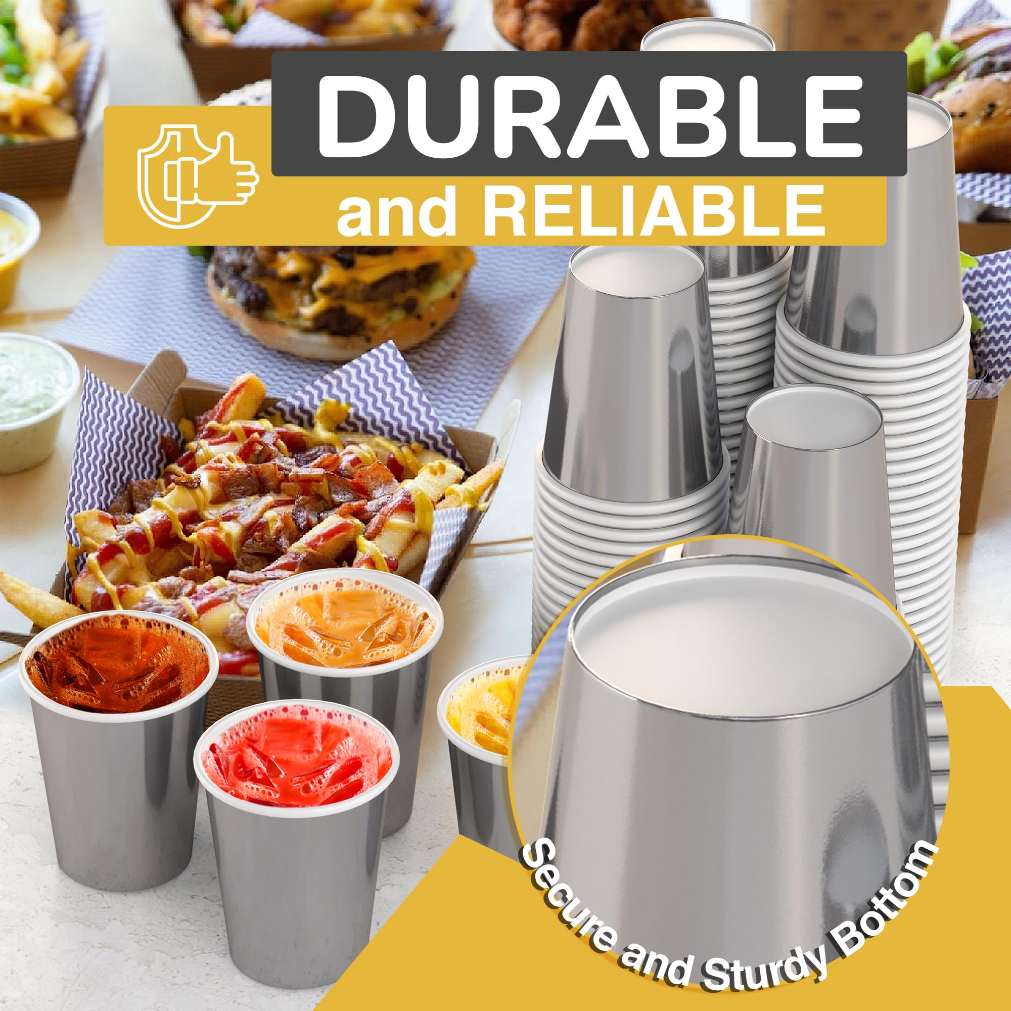 Bulk metallic silver paper cups 100 ct.