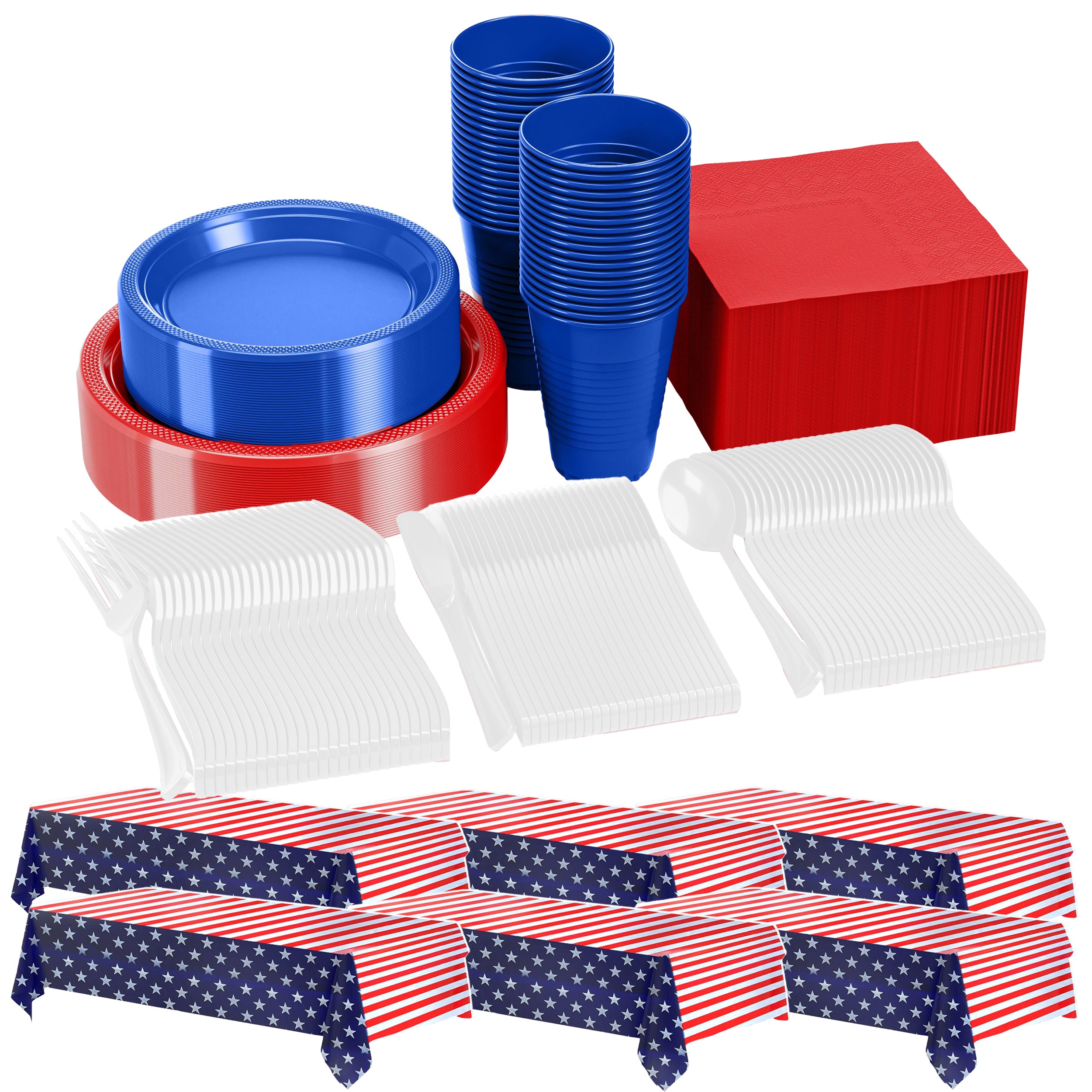 360 Pcs America Themed Plastic Tableware Set