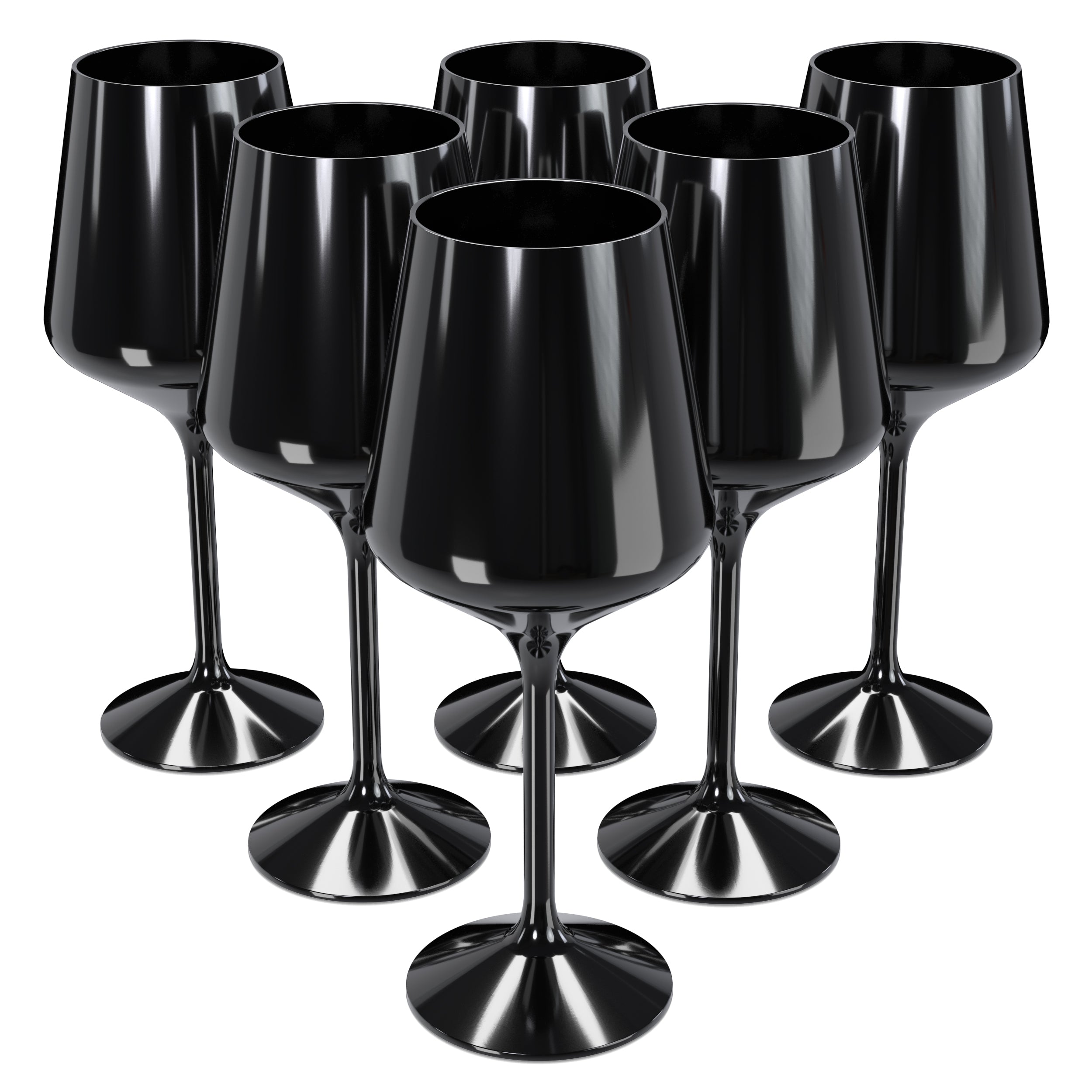 16 Oz. Black Stemmed Wine Glasses 6 Ct. Factory Direct Party