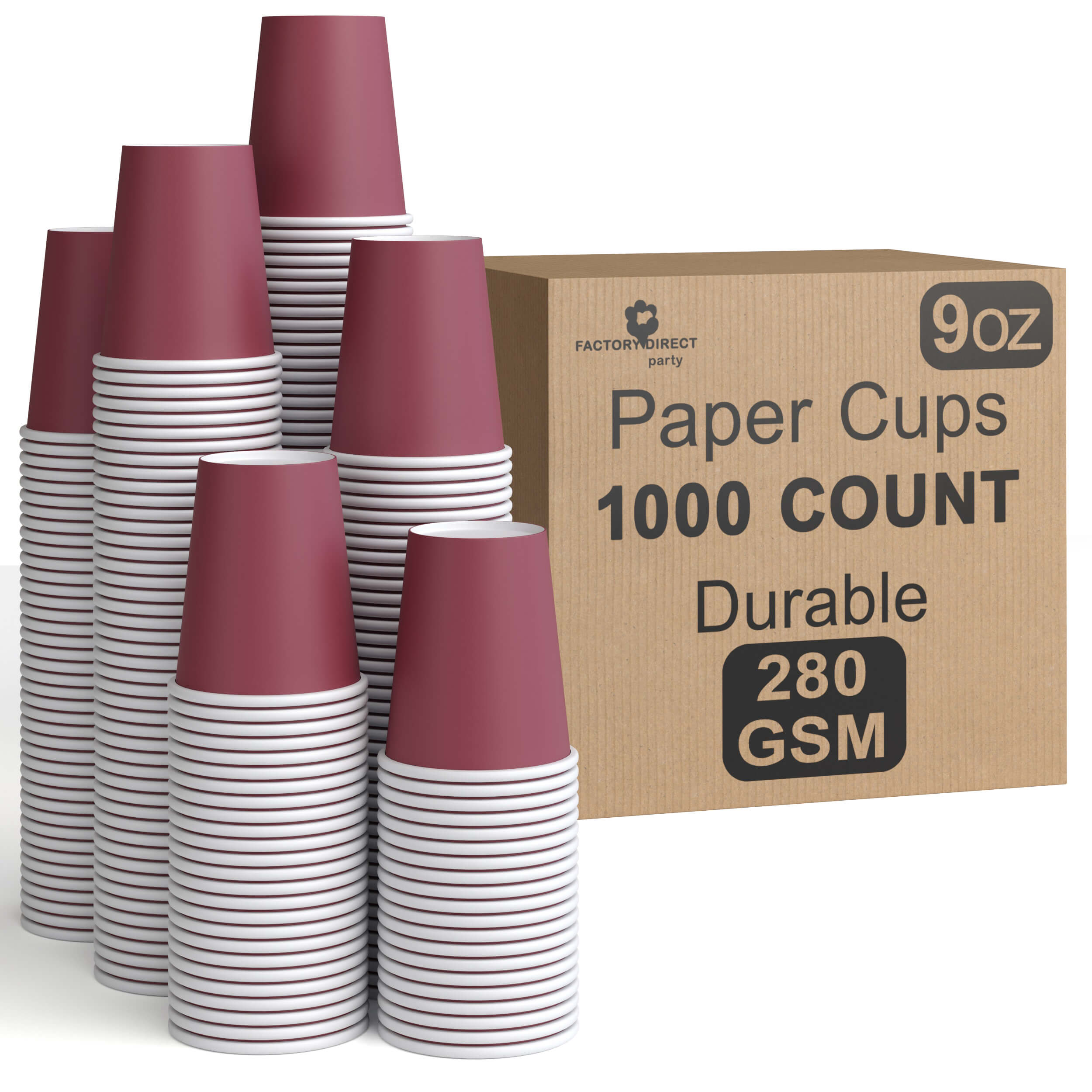 Bulk burgundy paper cups 100 ct.