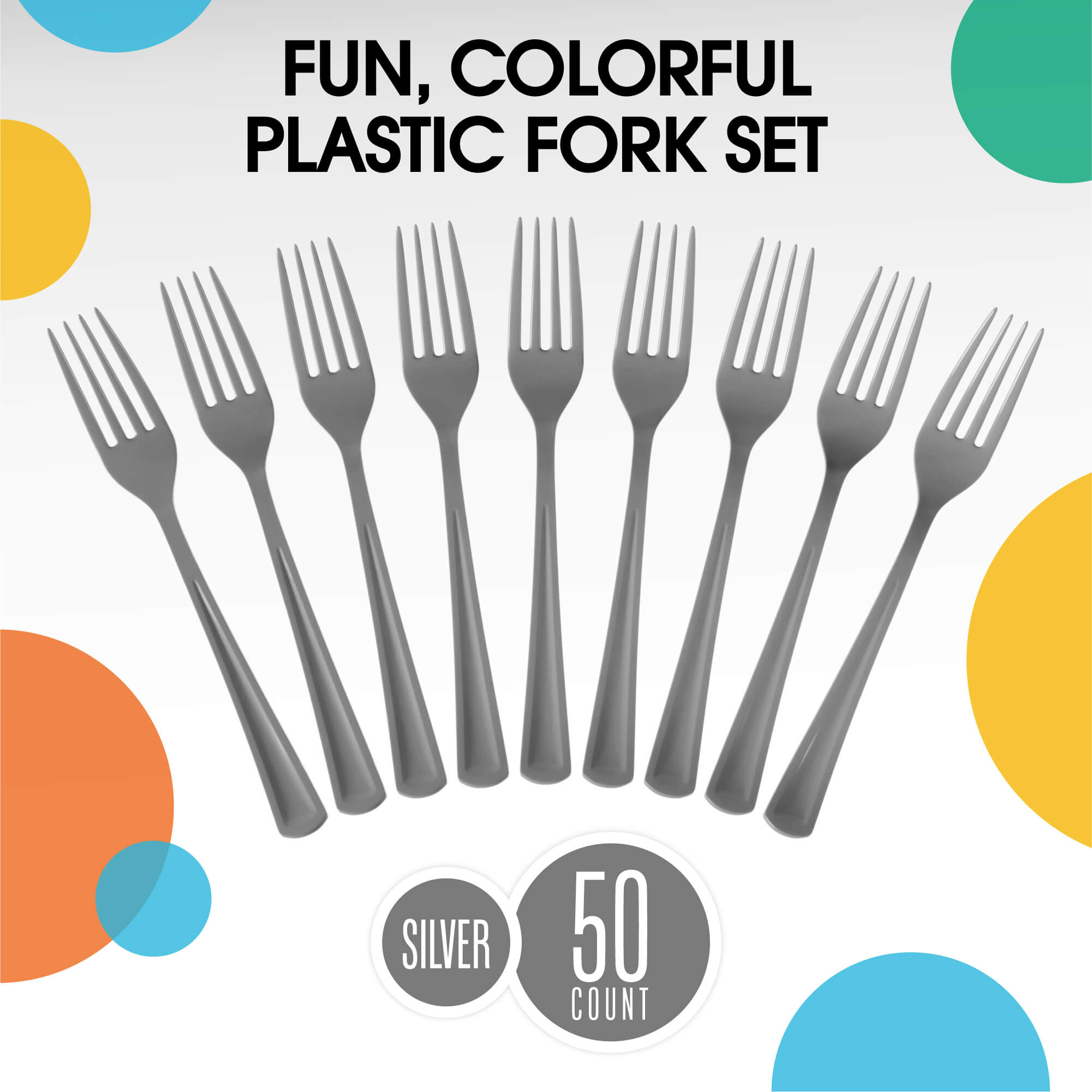 Heavy Duty Silver Plastic Forks | 50 Count