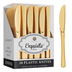 Exquisite Classic Gold Plastic Knives | 20 Count