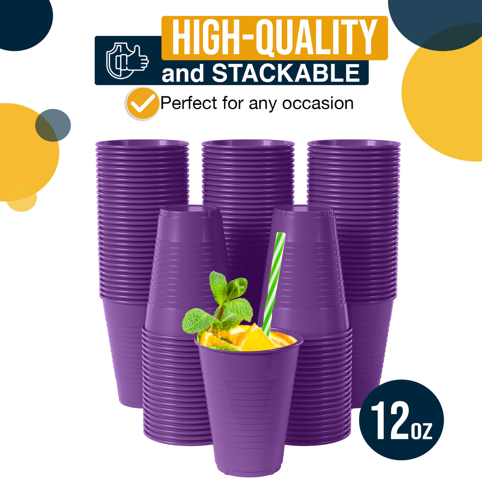 12 Oz. Purple Plastic Cups | 16 Count