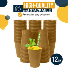12 Oz. Gold Plastic Cups | 50 Count