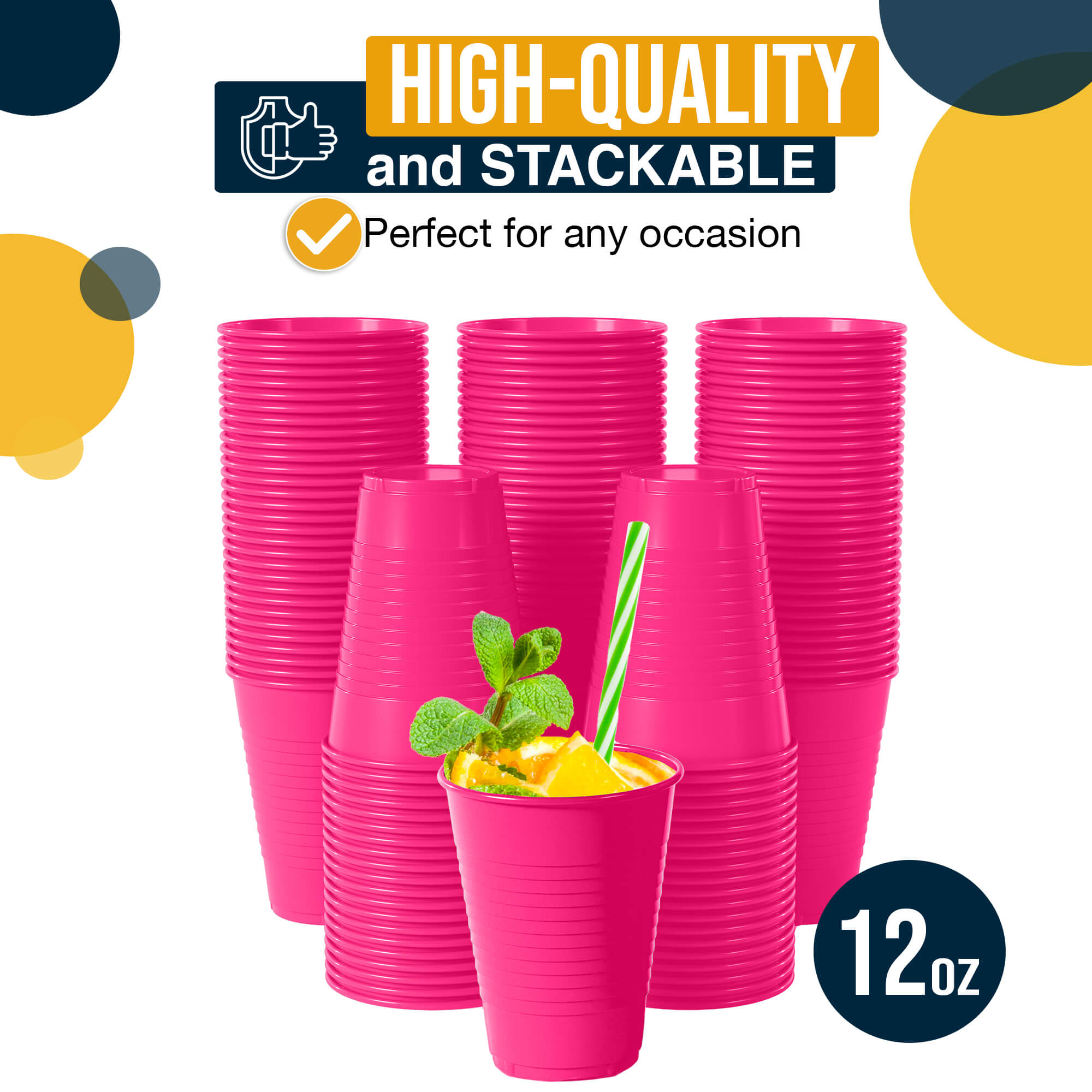 12 Oz. Cerise Plastic Cups | 16 Count