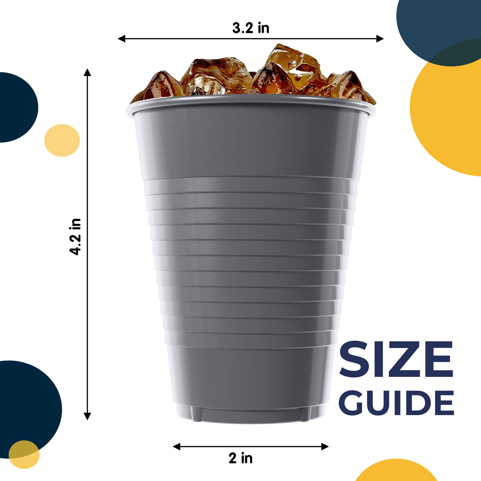 12 Oz. Silver Plastic Cups | 50 Count