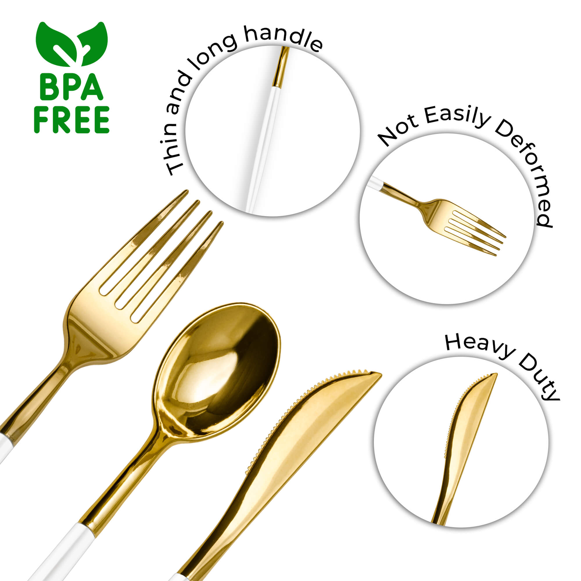 Trendables Spoons White/Gold | 20 Count
