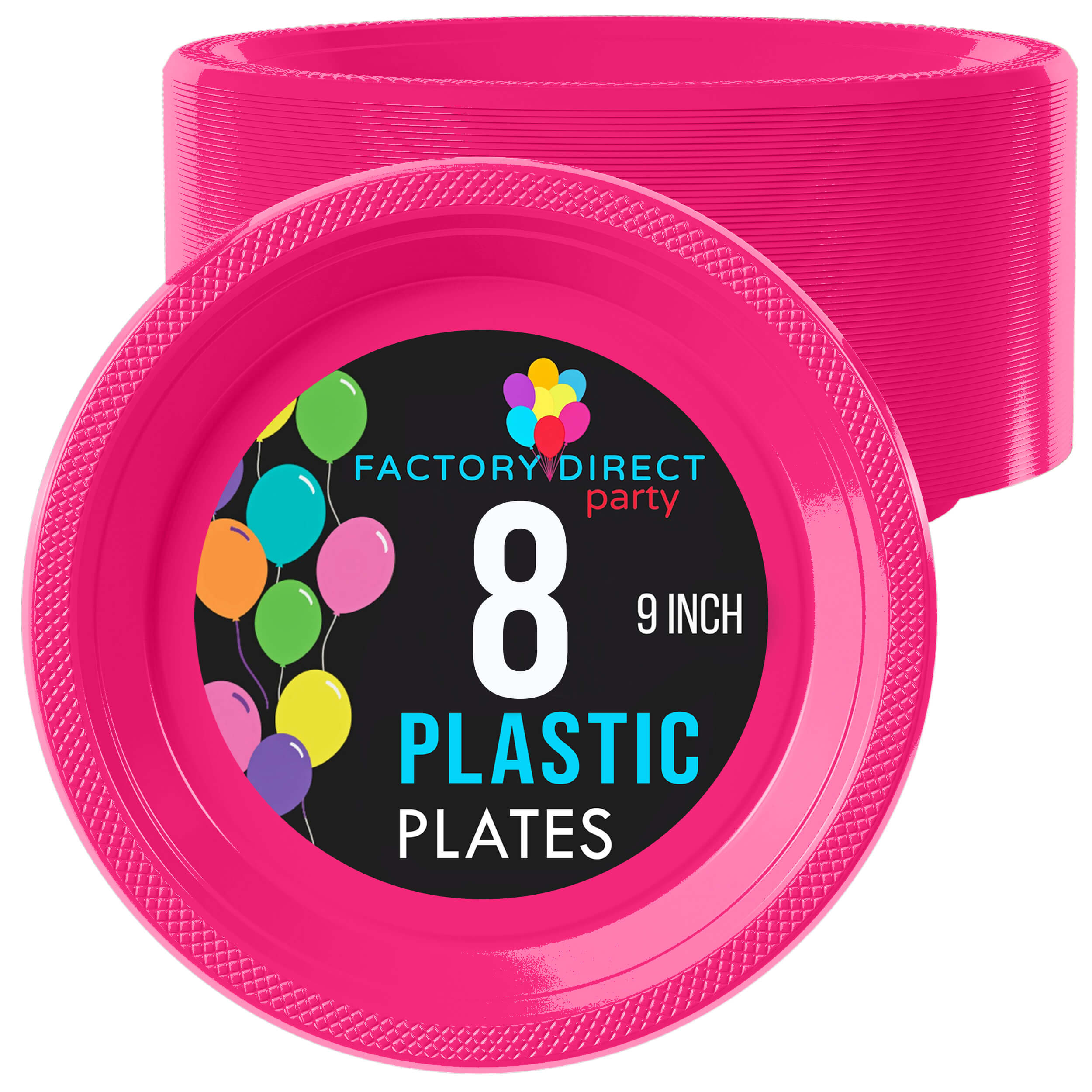 9 In. Cerise Plastic Plates | 8 Count