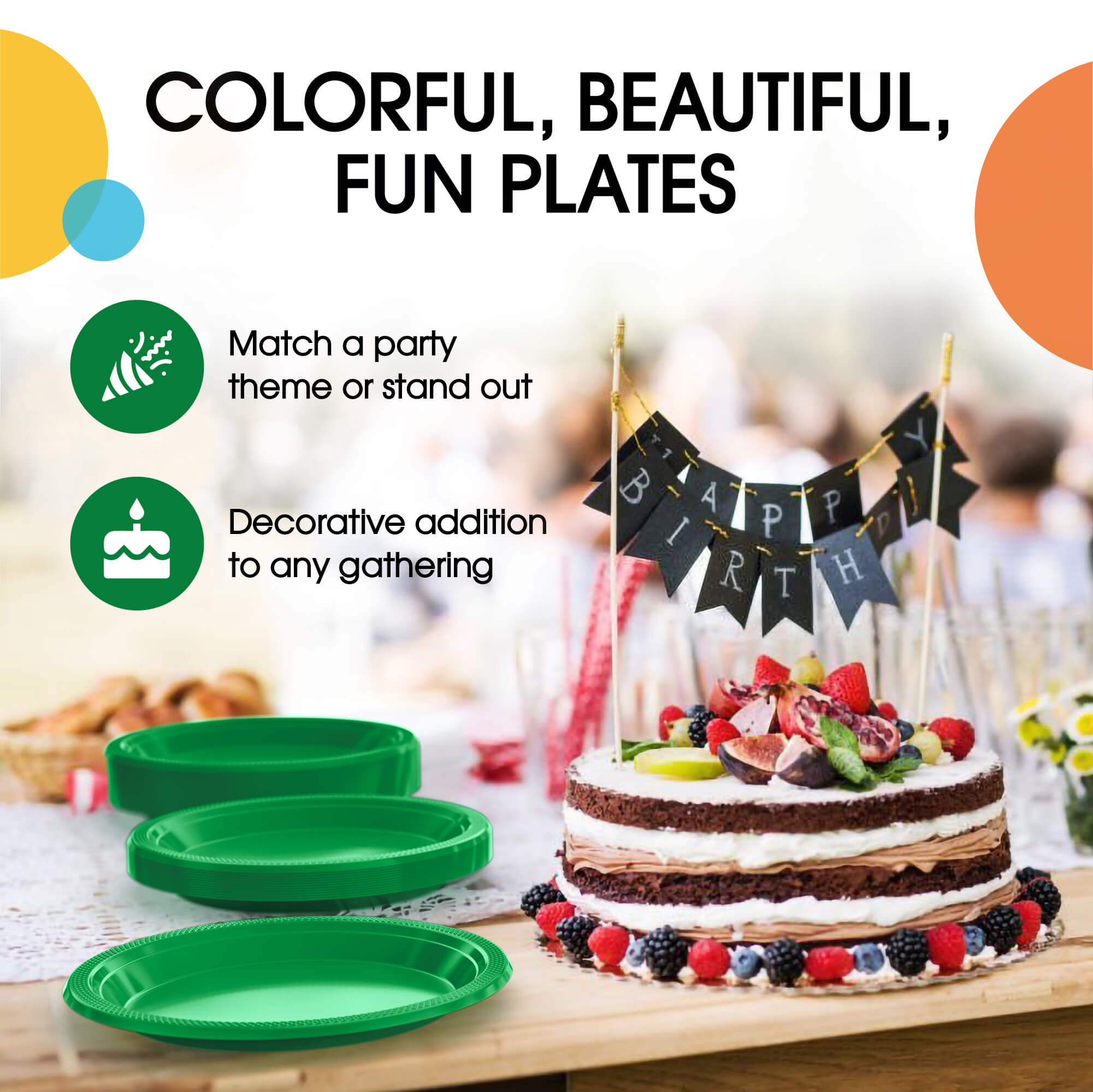 9 In. Emerald Green Plastic Plates | 8 Count