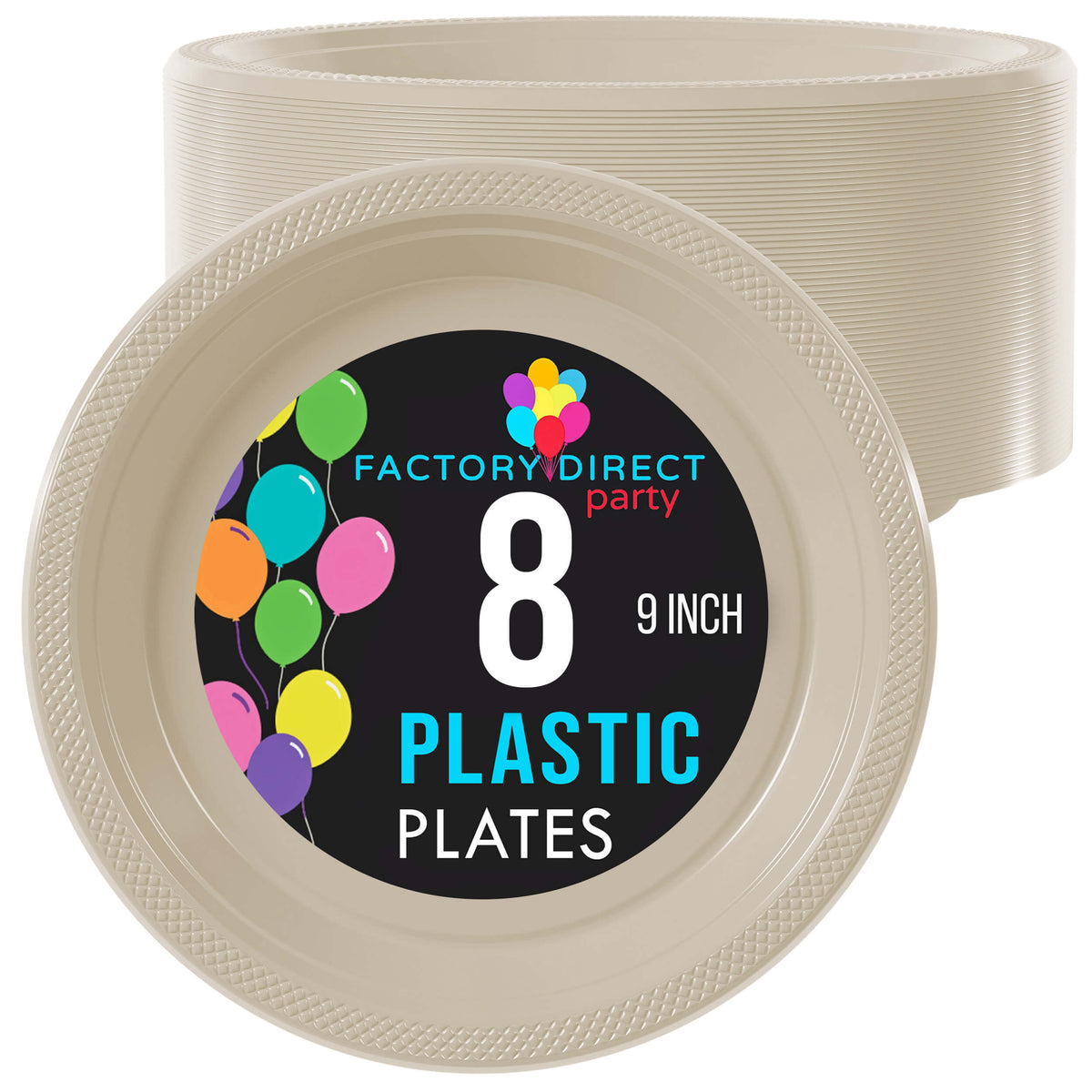 9 In. Ivory Plastic Plates | 8 Count