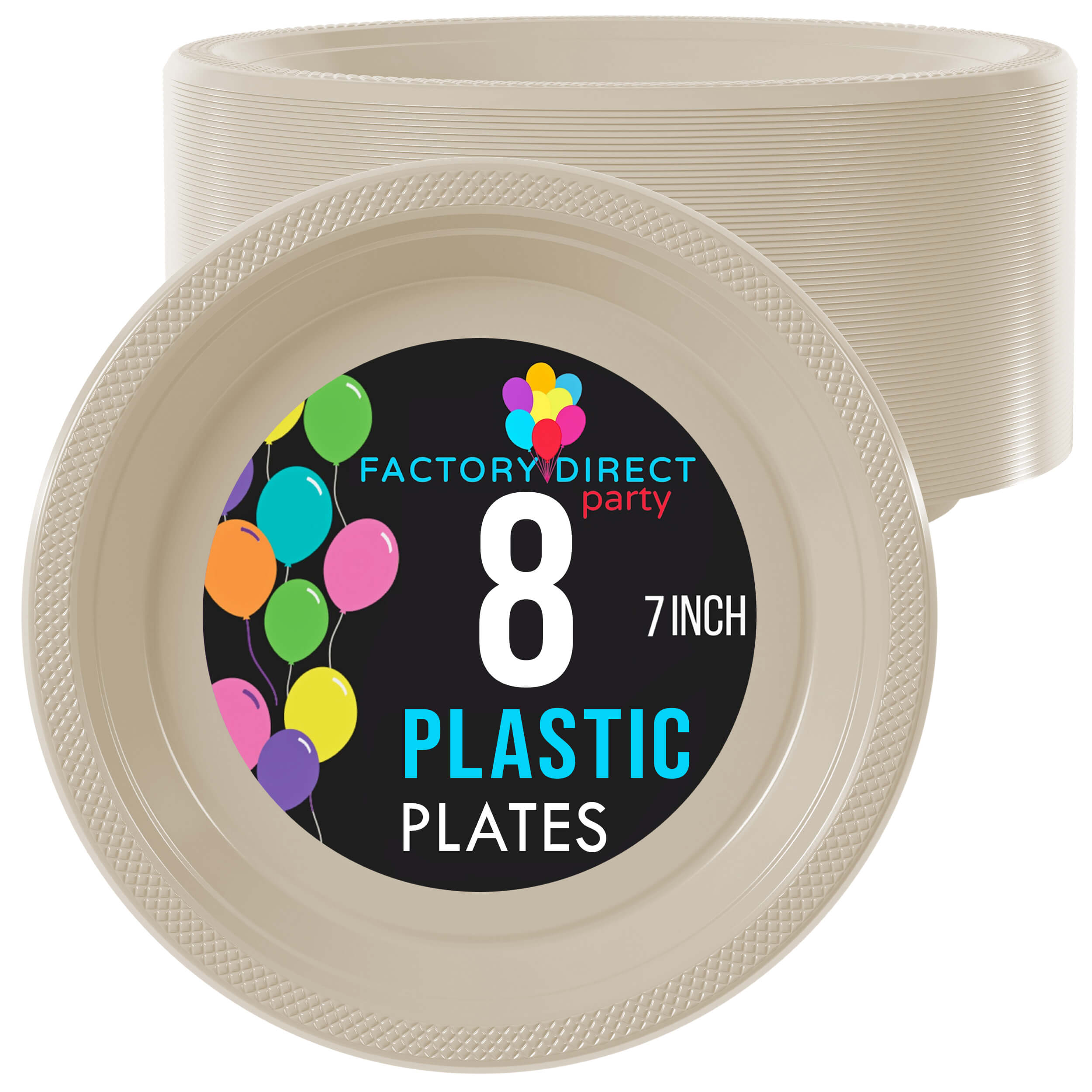 7 In. Ivory Plastic Plates 8 Count
