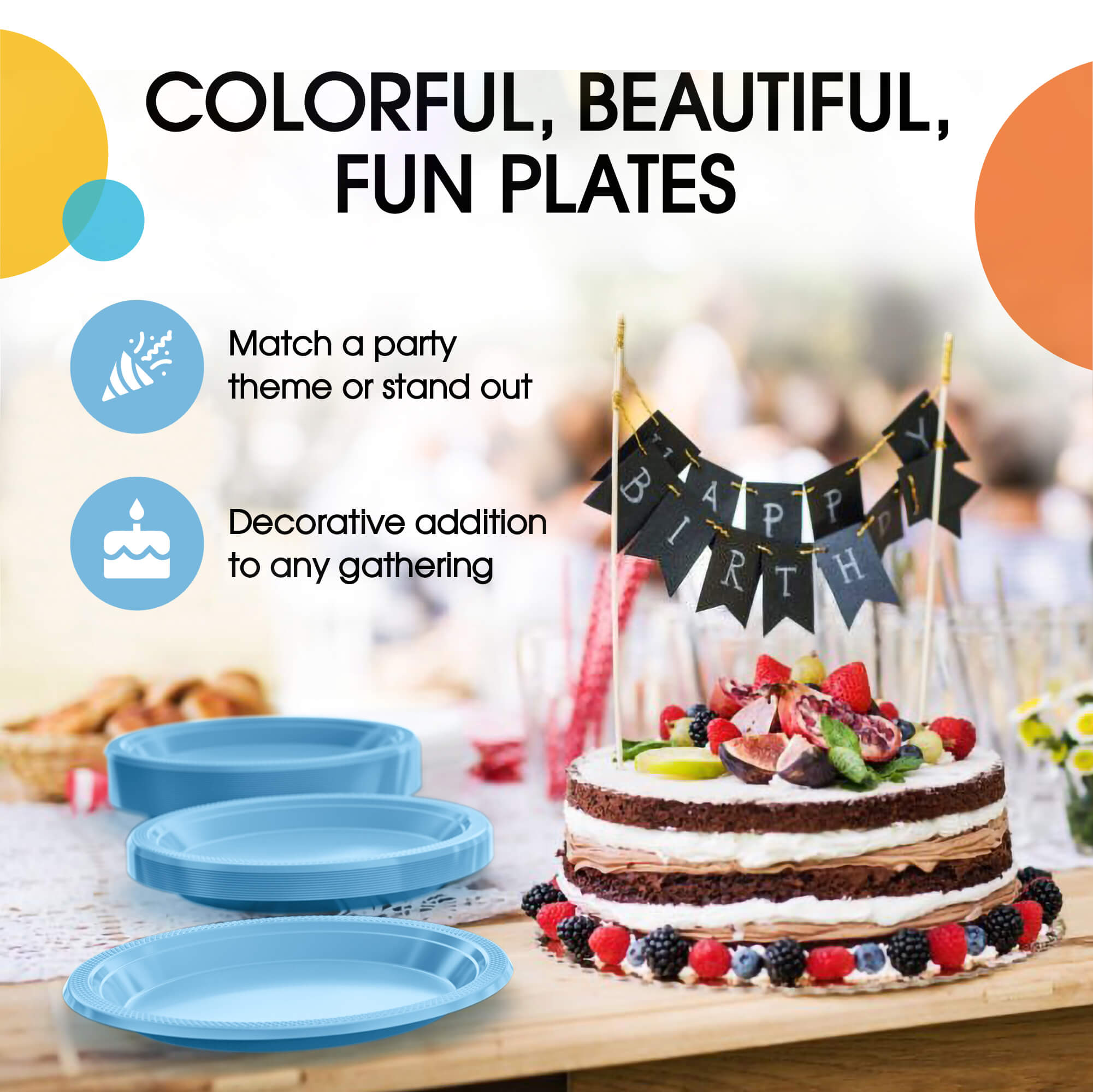 9 In. Light Blue Plastic Plates | 8 Count