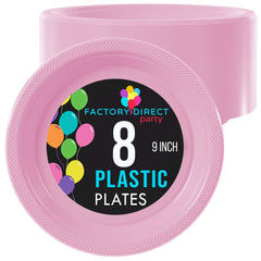 9 In. Pink Plastic Plates | 8 Count
