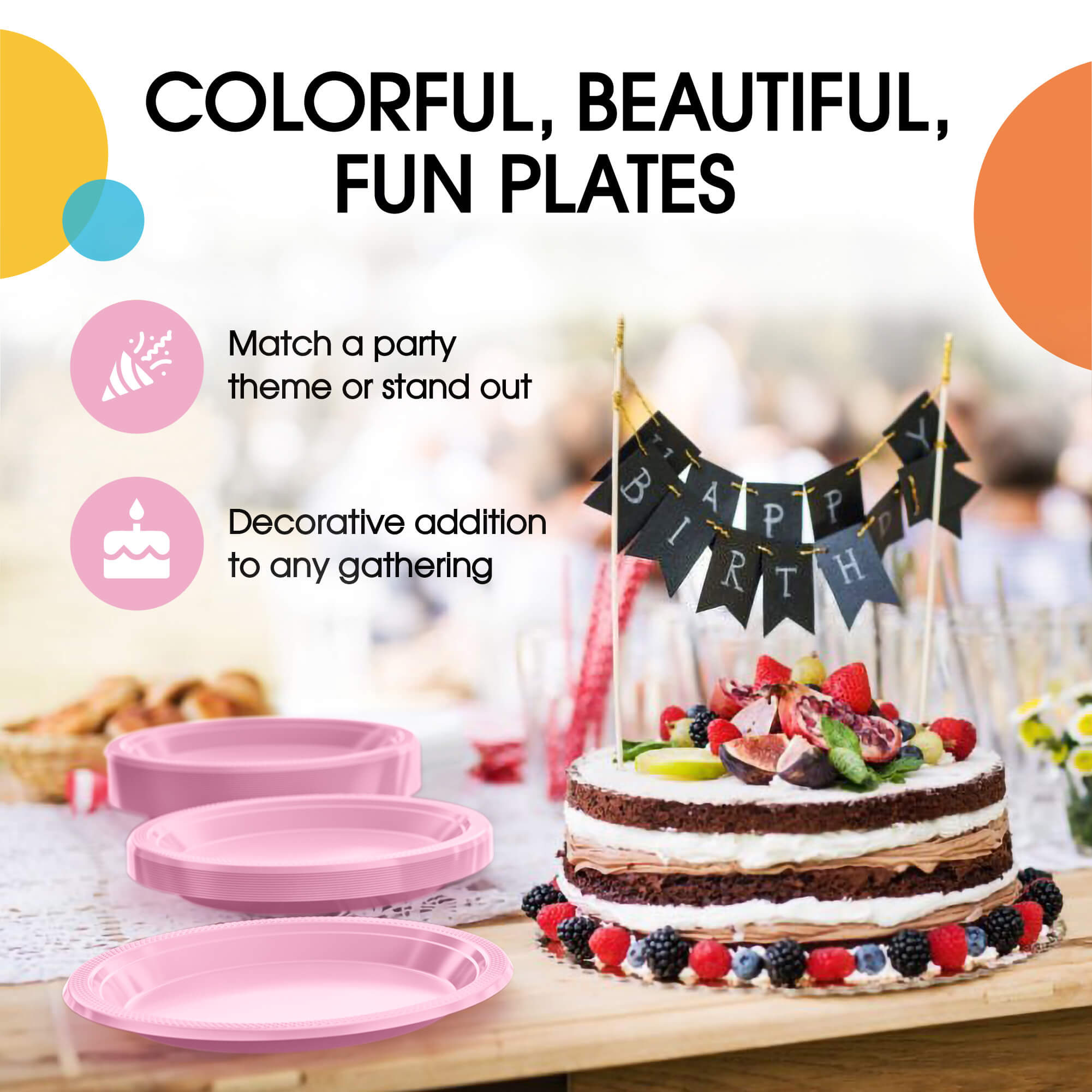9 In. Pink Plastic Plates | 8 Count