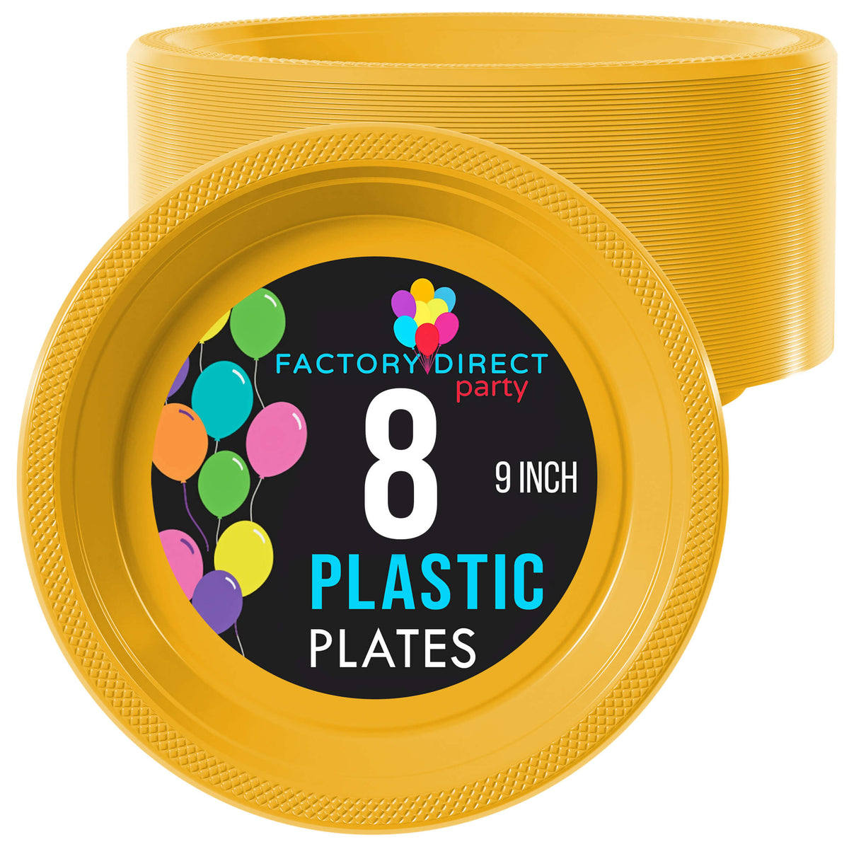 9 In. Yellow Plastic Plates | 8 Count
