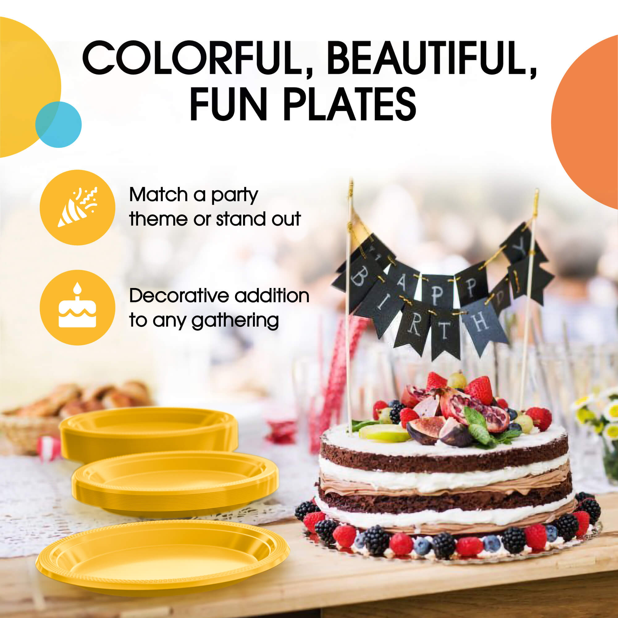 7 In. Yellow Plastic Plates | 8 Count